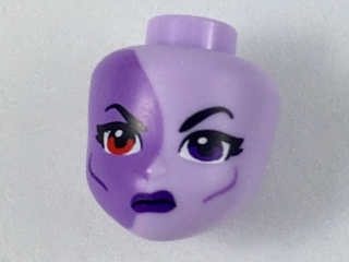 Mini Doll, Head Friends with Medium Lavender Right Half, Red Right Eye, Dark Purple Left Eye and Lips Pattern (Eclipso)