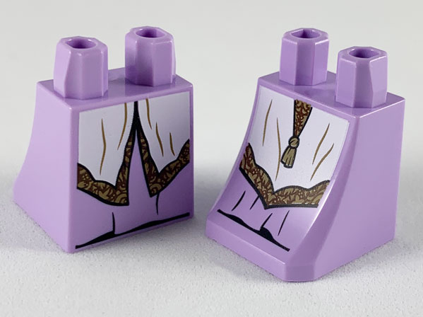 Lower Body, Skirt with White Robe with Reddish Brown and Dark Tan Hem Pattern