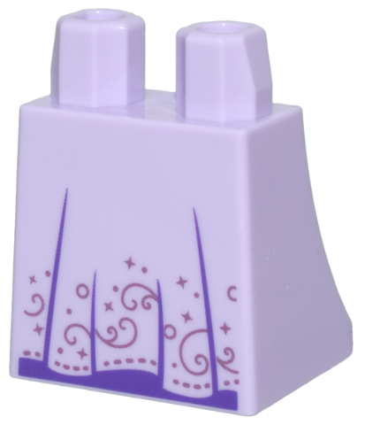 Lower Body, Skirt with Dark Purple Folds, Metallic Pink Dots, Sparkles and Filigree Pattern