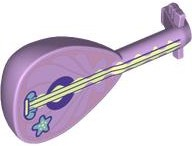 Minifigure, Utensil Musical Instrument, Lute with Metallic Light Blue Starfish, Metallic Pink Shell Outlines, Dark Purple Strings and Sound Hole Pattern