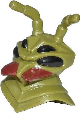 Minifigure, Head, Modified Galaxy Squad Alien Mantizoid, 4 Eyes, Antennae and Dark Red Mandibles Pattern