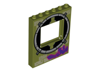 Panel 1 x 6 x 6 with Window with Round Sewer Opening Outline Pattern