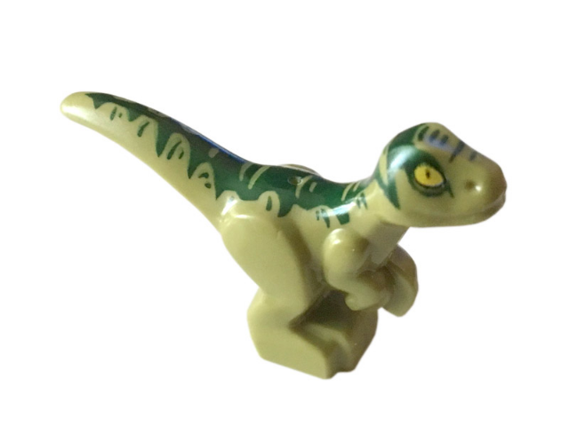 Dinosaur Baby Standing with Dark Green Markings and Yellow Eyes Pattern (Jurassic World Charlie)