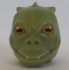 Minifigure, Head, Modified SW Saurin / Trandoshan with Orange and Black Eyes with White Glints Pattern (Bossk)