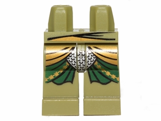 Hips and Legs with Green and Gold Robe and Silver Scale Mail Pattern