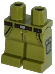 Hips and Legs with Dark Brown Belt, Silver Buckle and Pockets with Black Stitching Pattern