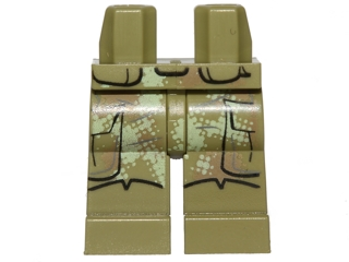 Hips and Legs with Black SW Pockets, Boots and Belt, Dark Tan and Yellowish Green Camouflage Pattern
