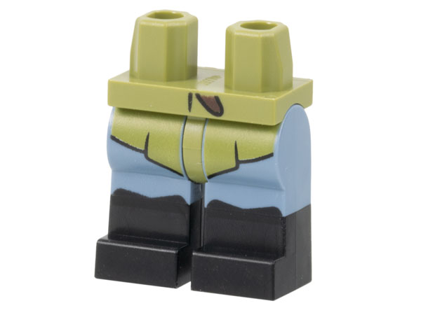 Hips and Sand Blue Legs with Molded Black Lower Legs / Boots and Printed Olive Green Skirt, and Dark Brown Belt End Pattern