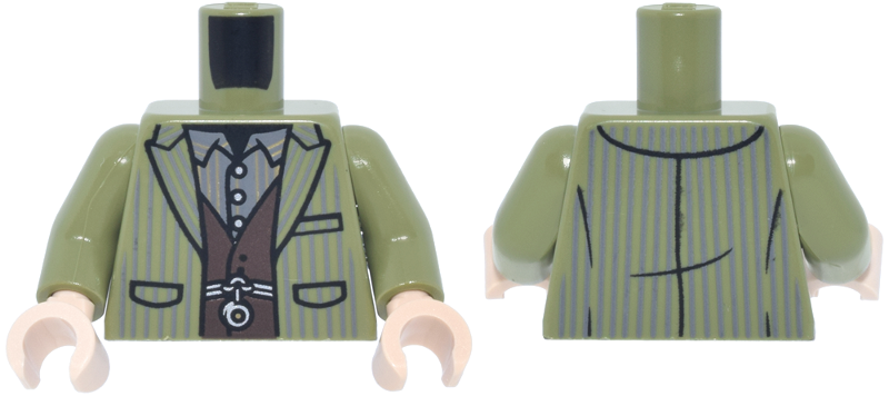 Olive green suit jacket torso with brown vest