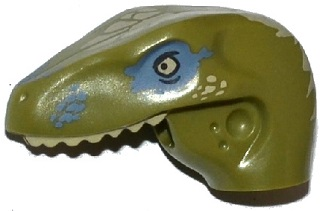 Dinosaur Head Raptor with Pin Hole with Tan Teeth and Tan and Sand Blue Marks Pattern
