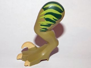 Dinosaur Leg Large (Rear) Raptor Left with Pin with Tan Claws and Lime Stripes over Dark Green Pattern