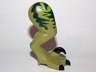 Dinosaur Leg Large (Rear) Raptor Right with Pin with Black Claws and Dark Green Stripes over Lime Pattern