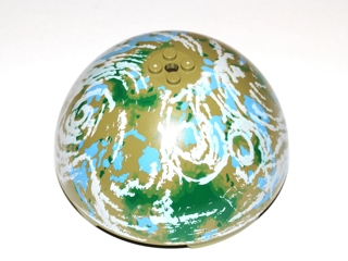 Cylinder Hemisphere 11 x 11, Studs on Top with Green, Medium Blue, and White Planet Pattern (SW Endor)