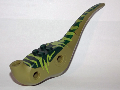 Dinosaur Body Raptor with Dark Green Top with Lime Stripes Pattern