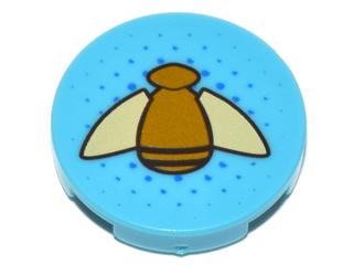 Tile, Round 2 x 2 with Bottom Stud Holder with Gold Bumblebee with Tan Wings Pattern