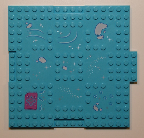 Brick, Modified 16 x 16 x 2/3 with 1 x 4 Indentations and 1 x 4 Plate with Paw Prints, Snow Patches and Magenta Throw Rug Pattern