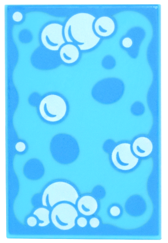 Tile 2 x 3 with White Soap Bubbles on Sponge with Dark Azure Holes Pattern