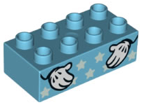 Duplo, Brick 2 x 4 with Stars and Mickey Mouse Hands Pattern