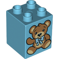 Duplo, Brick 2 x 2 x 2 with Teddy Bear and Teddy Bear with Bandages on Reverse Pattern