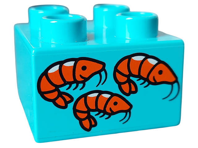 Duplo, Brick 2 x 2 with 3 Orange Shrimp Pattern