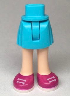 Mini Doll Hips and Skirt with Molded Light Nougat Legs and Printed Magenta Shoes with White Laces and Soles Pattern - Thin Hinge