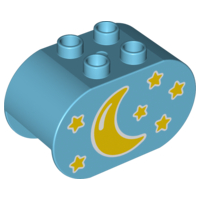 Duplo, Brick 2 x 4 x 2 Rounded Ends with Moon and Stars Pattern