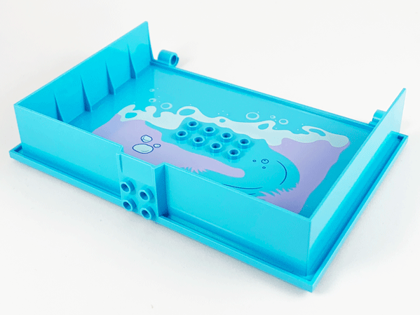 Container, Book Cover Half, 16 x 12 x 2 2/3 (Storybook Adventures) with Lavender Beach Sand, White Rocks and Foam Pattern