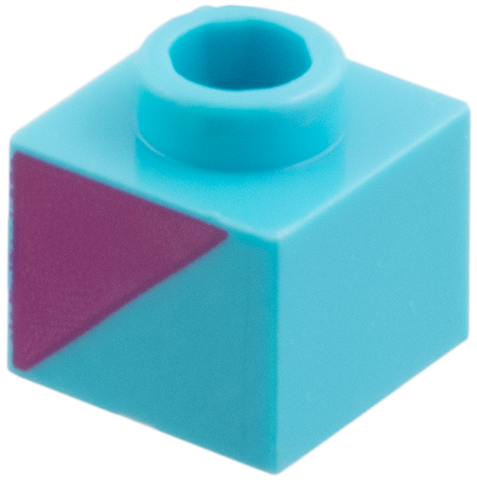 Brick, Modified 1 x 1 x 2/3 with Magenta Triangle Pattern Model Left Side