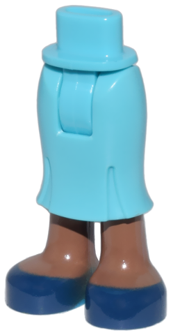 Mini Doll Hips and Skirt Long, Medium Brown Legs and Dark Blue Shoes Pattern - Thick Hinge