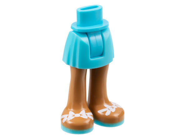 Mini Doll Hips and Skirt, Medium Nougat Legs and Medium Azure Sandals with White Bows Pattern - Thick Hinge