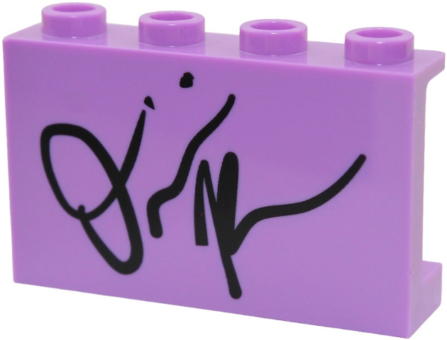 Panel 1 x 4 x 2 with Side Supports - Hollow Studs with Black 'Olivia Rodrigo' Signature Pattern