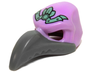 Minifigure, Headgear Mask Bird (Vulture) with Dark Bluish Gray Beak and Sand Green Headpiece Pattern