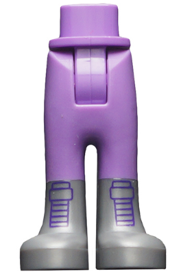 Mini Doll Hips and Trousers with Back Pockets with Flat Silver Boots with Dark Purple Laces Pattern - Thick Hinge