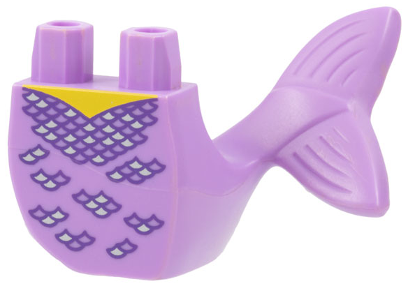 Tail, Mermaid / Merman Curved Left with Dark Purple Outlined Scales Pattern