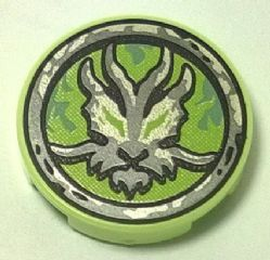 Tile, Round 2 x 2 with Bottom Stud Holder with Airjitzu Ghost Symbol Pattern