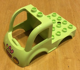 Duplo Car Body Truck 4 x 4 Flatbed with 2 Top Studs, Grille and Headlights, Ice Cream Cones Pattern