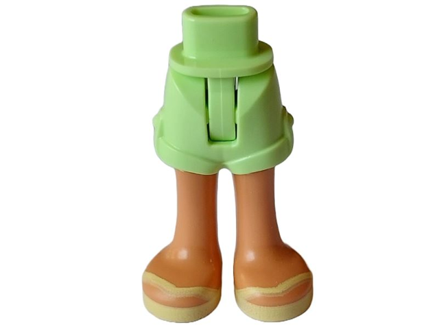 Mini Doll Hips and Shorts Folded Hem with Molded Nougat Legs and Printed Bright Light Yellow Sandals with V-Shaped Straps Pattern - Thin Hinge