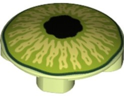 Plate, Round 2 x 2 with Rounded Bottom (Boat Stud) with Lime and Black Eye Pattern