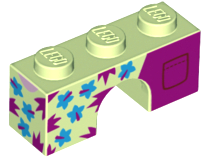 Arch 1 x 3 with Dark Azure Flowers, Magenta Spikes and Back Pockets Pattern