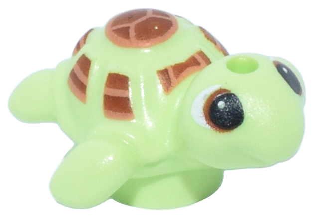 Turtle, Friends Style, Baby with Black Eyes and Reddish Brown and Medium Nougat Shell Pattern
