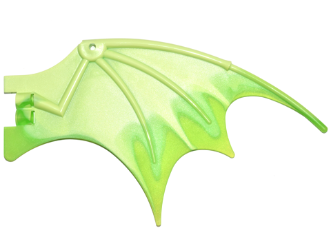 Dragon Wing 19 x 11 with Bar Hole and 2 Pin Holes with Marbled Trans-Bright Green Trailing Edge Pattern