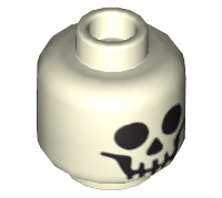 Minifigure, Head with Black Standard Skull Pattern