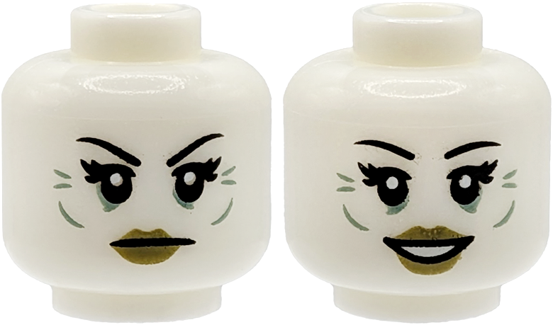 Glow in dark white dual-sided head, smile and open mouth