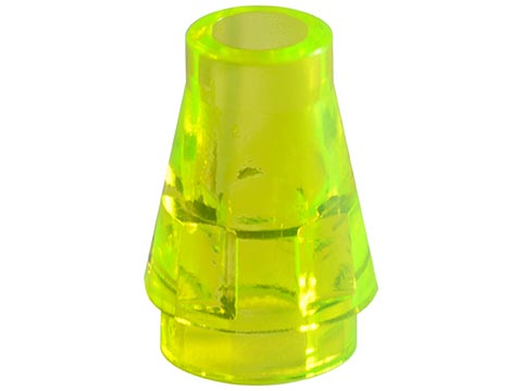 NEUF Trans Neon Green 10x Brique cone / Cone 1x1 top groove Lego 4589 b 