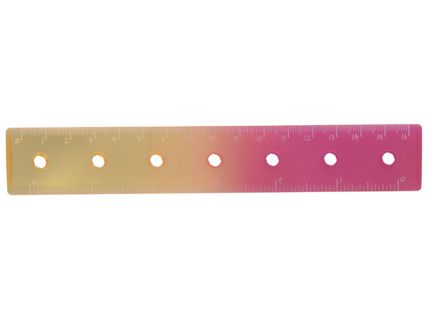 Clikits Tool, Ruler (6in / 16cm) with 7 Holes with White Numbers and Hash Marks and Color Graduating to Trans-Dark Pink Pattern