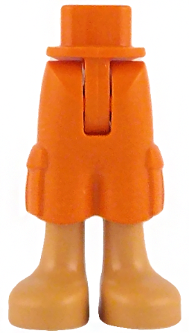 Mini Doll Hips and Trousers Cropped Large Pockets with Molded Nougat Legs and Printed Black Dolphin Tattoo on Back of Right Leg Pattern - Thin Hinge