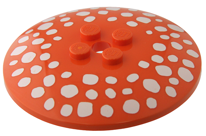 Dish 6 x 6 Inverted (Radar) - Solid Studs with White Mushroom Spots Pattern