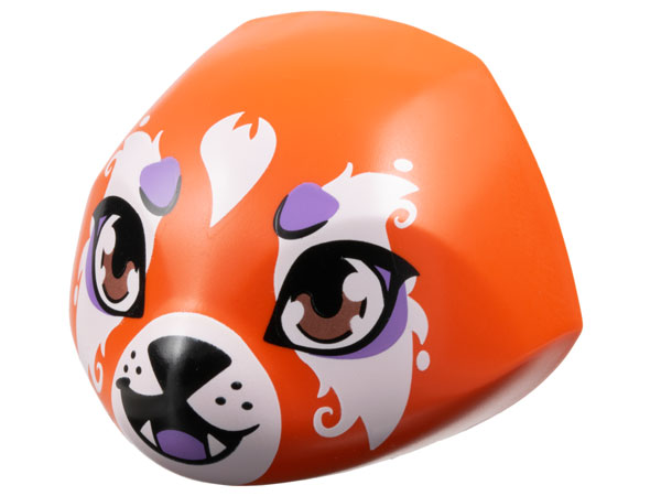 Creature Head Large Smooth with 6 Studs and Axle Holder on Back with Medium Nougat Eyes, White Muzzle and Fur, Black Nose, Medium Lavender Tongue, Spots, and Eye Shadow Pattern