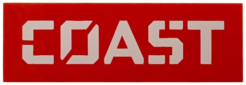 Tile 2 x 6 with White 'COAST' Pattern