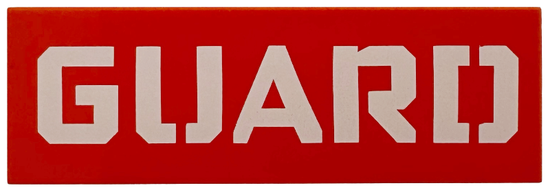 Tile 2 x 6 with White 'GUARD' Pattern